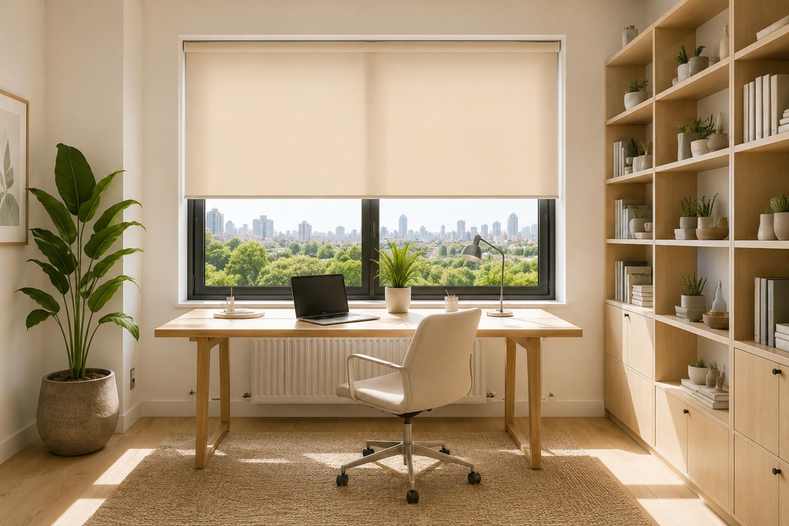 Estoralis | GOVE | Tenda a rullo disegno moderno | Traslucida tinta unita | Beige | 180 x 235 cm (larghezza/altezza) dimensione del tessuto 177 x 230 cm. | Tende per finestre e porte