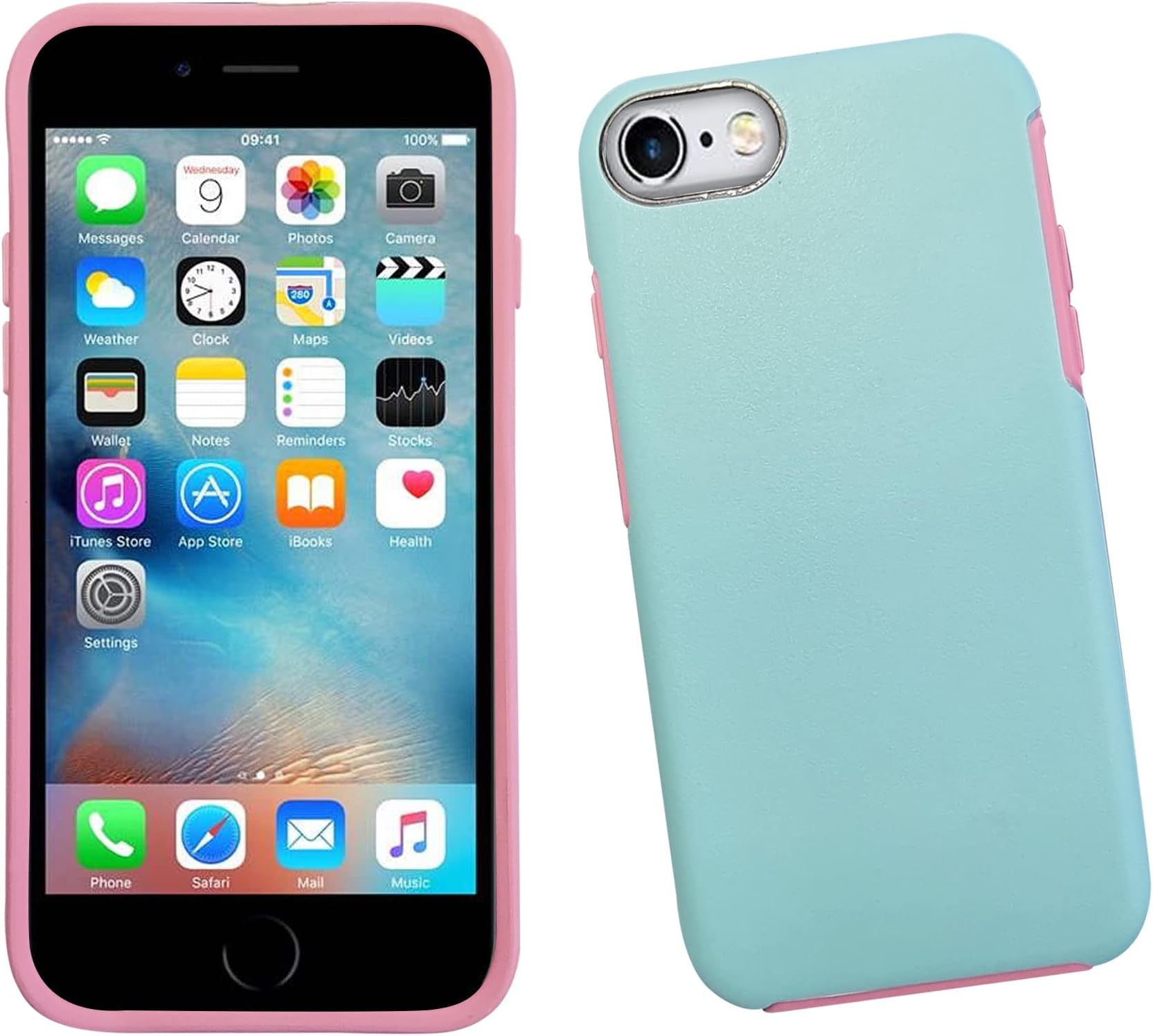 FOR APPLE IPHONE SE 2020 SKY BLUE SURFACE COLORED BACK HARD SHELL HYBRID COVER