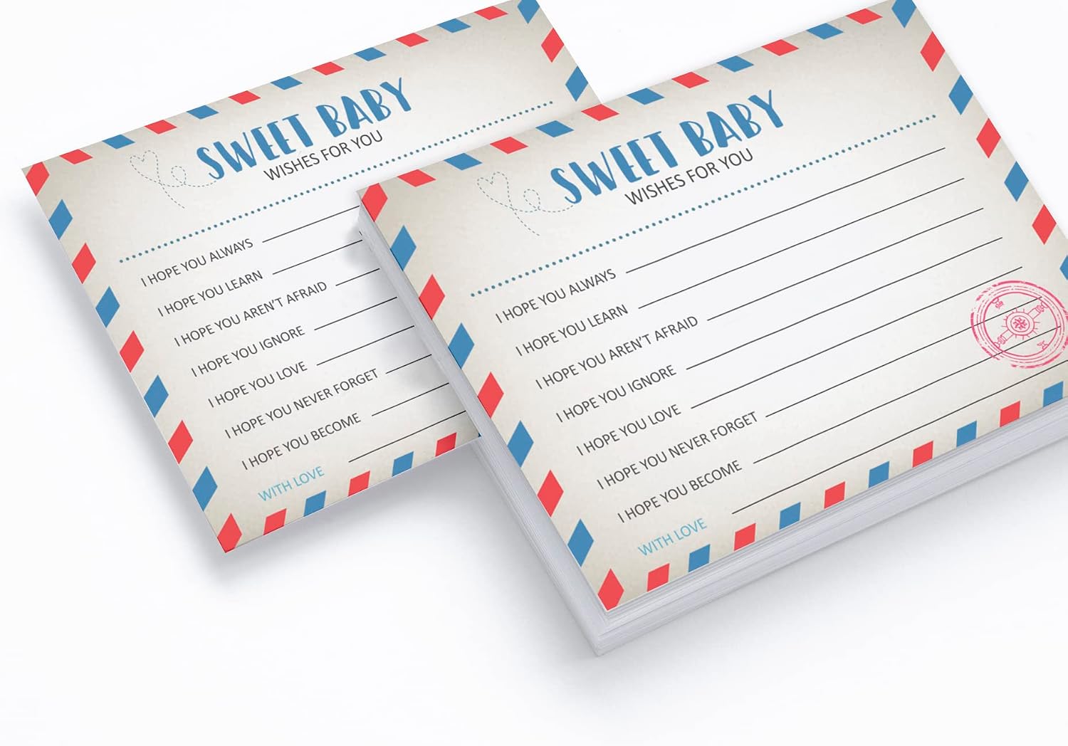 Wishes For Baby Cards For Baby Shower - Boy, Girl Baby Shower Party Collection, Postcard Theme, Wishes For The Baby Cards, Activities Party Supplies - Pack Of 50