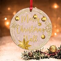 Vista 13 de Merry Christmas Y'all Christmas Tree Ornament Holiday Xmas Gift Acrylic Christmas Ornaments Gold Snowflake Ball Wreath Xmas Tree Decorations for