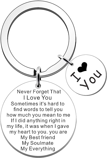 SDOFY Valentines Gifts for Girlfriend Boyfriend Husband Wife I Love You Gifts for Boyfriend Girlfriend Christmas Birthday Anniversary Keychain Gifts for Her Him Never Forget That I Love You Keyring
