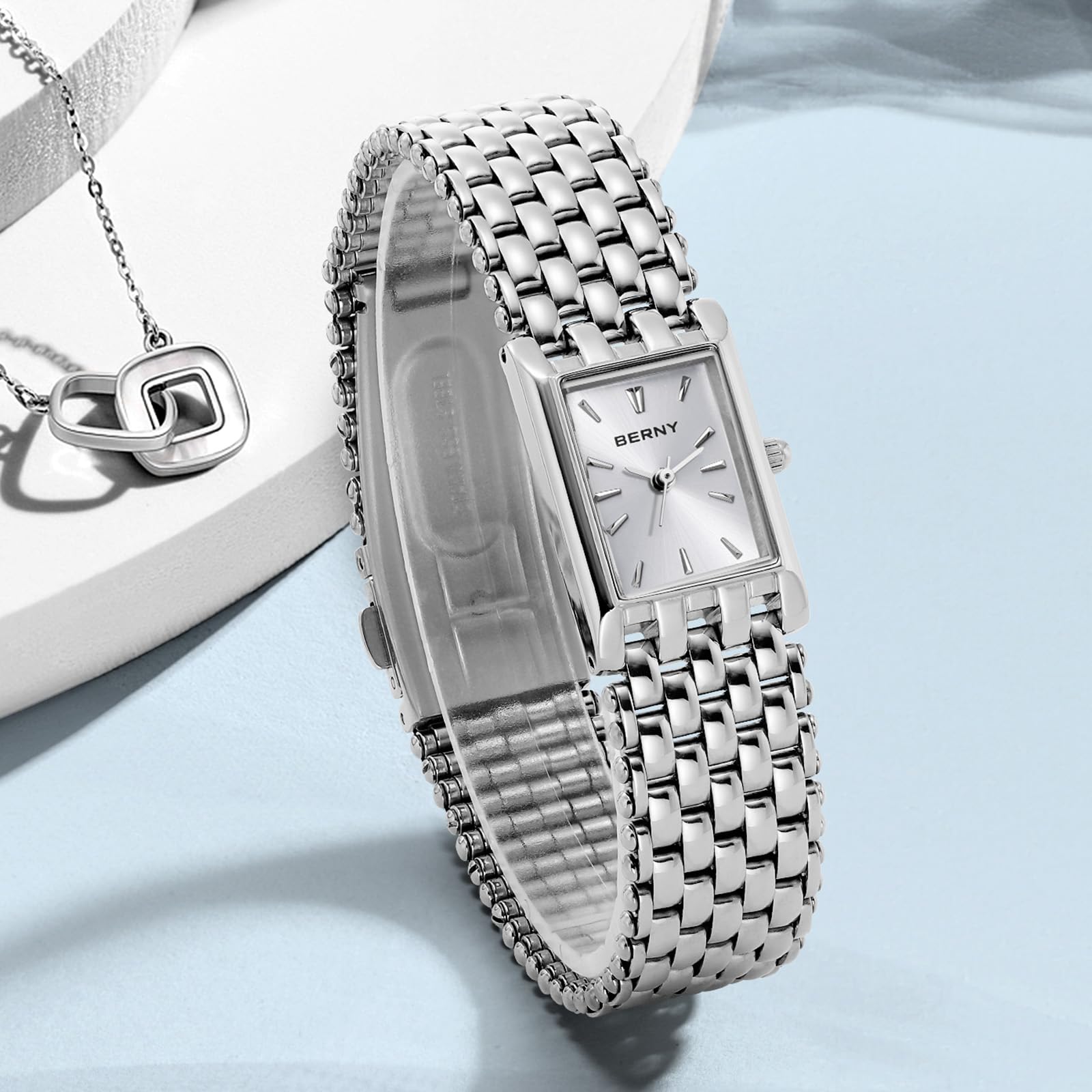 BERNY Orologi da donna Orologi al quarzo Acciaio inossidabile Banda Donna Piccolo Orologio Argento Casual Fashion Braccialetto Strumenti inclusi