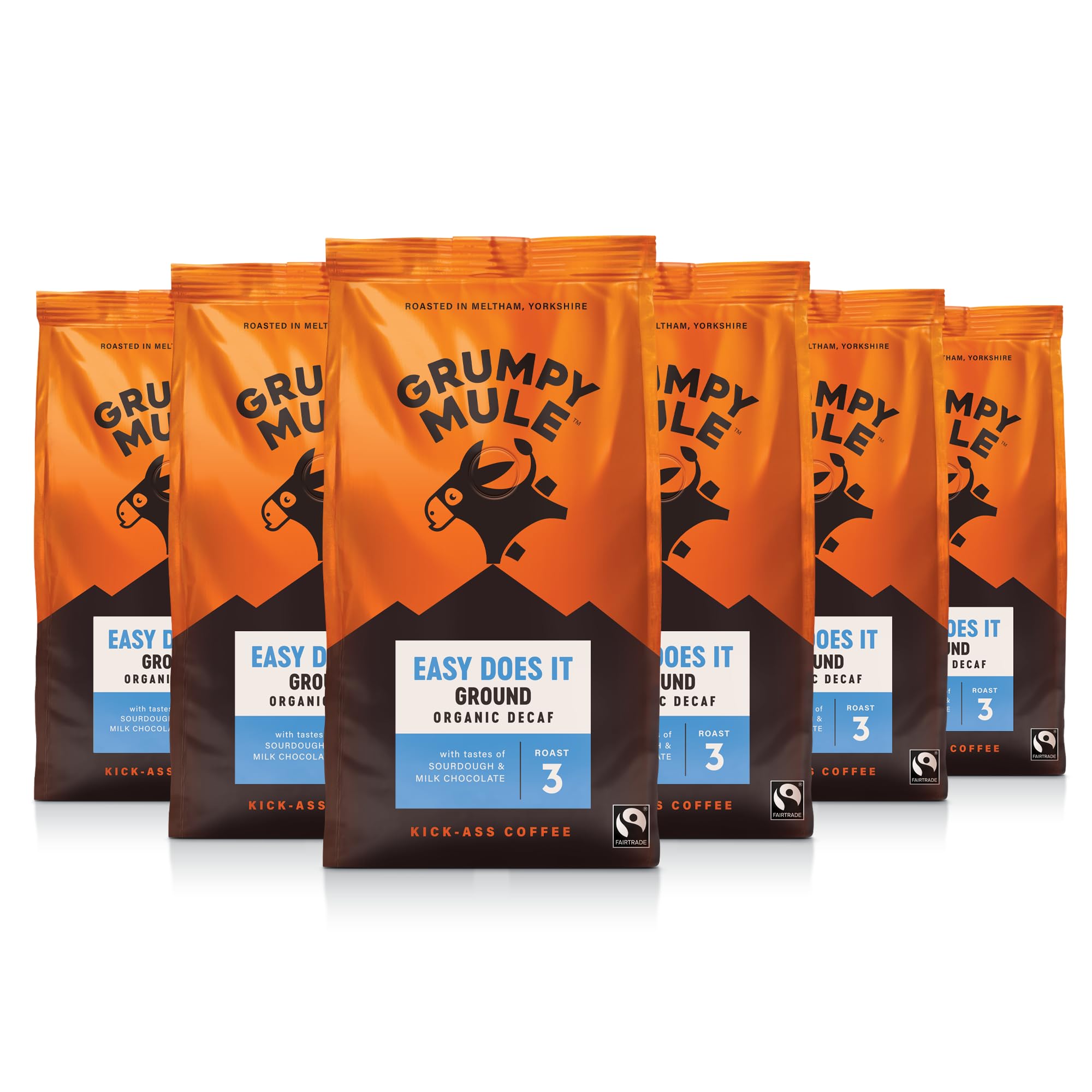 Easy Does It Swiss Water Organic (Decaf Ground Coffee) with notes of Milk Chocolate 200g (Pack of 6 - Total 1.2kg)