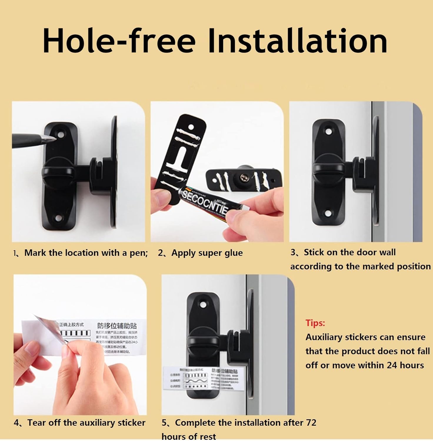 Cerradura De Puerta Corredera, Cerrojo De Puerta, Perno De Torre, Pestillo De Puerta De Acero Inoxidable De Primera Calidad, Adecuado For El Hogar, Baño, Exterior, Garaje, Cerradura De Puerta De Grane