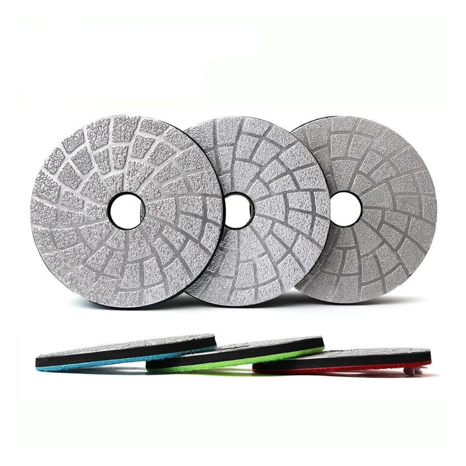 CAREG 4"3 sztuk/zestaw lutowane próżniowo diamentowe podkładki polerskie 100mm szkło marmurowe granitowe tarcze ścierne 6mm gumowa warstwa tarcza szlifierska Durable (Size : 50, Color : 3 Pcs)