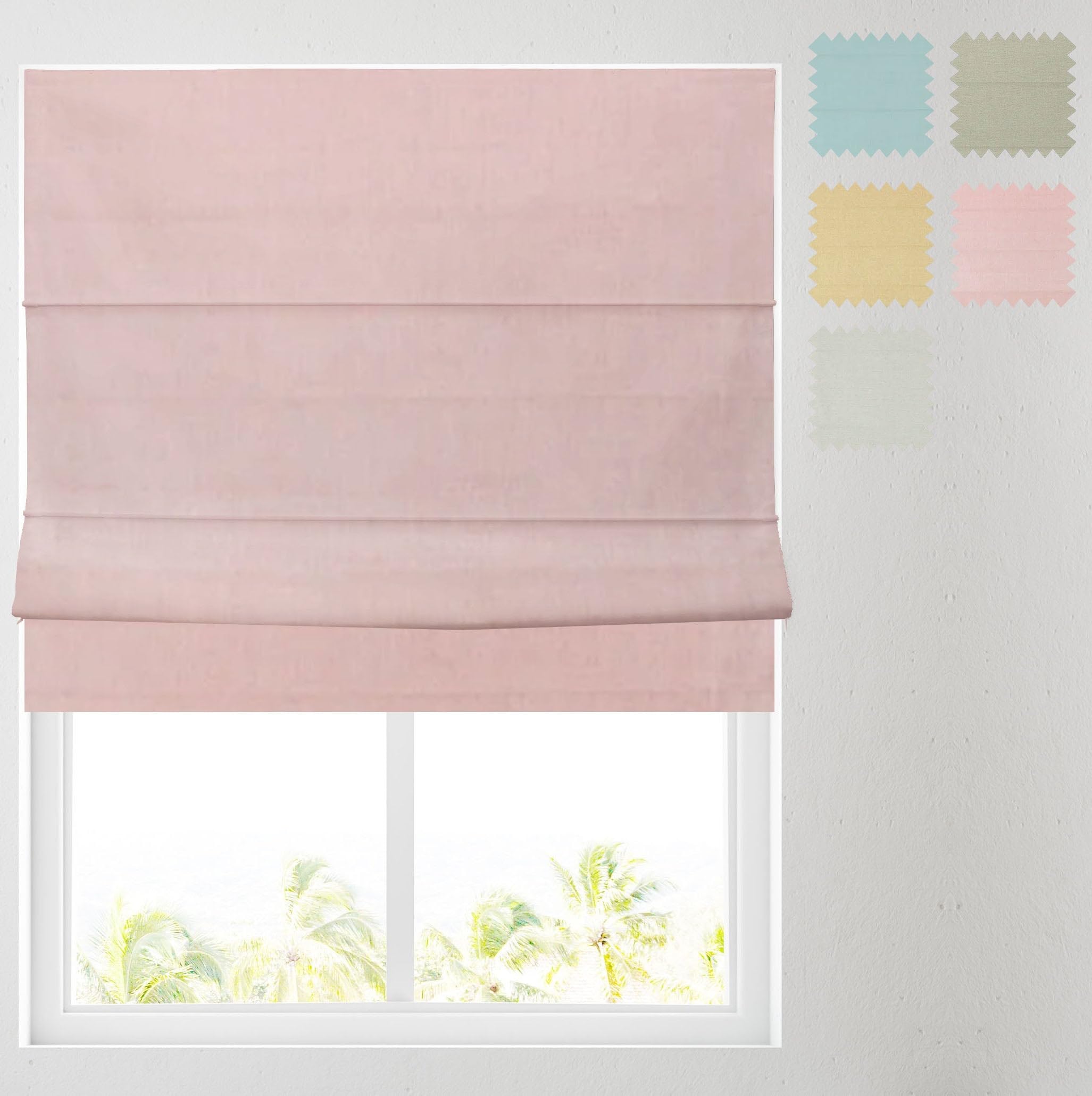Barnes Blinds And Interiors Pink Barnes Blinds -Atlanta Lined Roman Blinds - Choice Of Deluxe Or Standard Headrail - Durable Fittings Easy Fit ( 153Cm)
