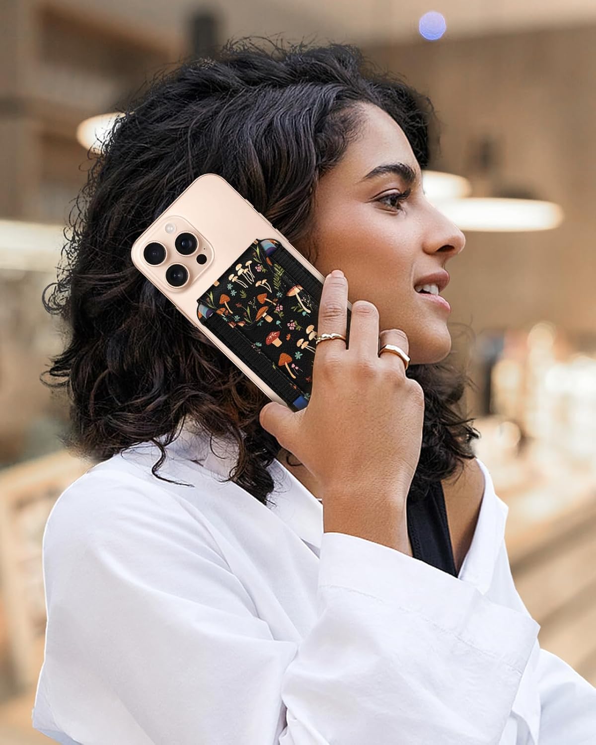 Shorogyt Compatible with Magsafe Wallet for Women - Phone Wallets for Magnetic Card Holder Mag Rfid Mushroom Flower for iPhone 17/16/15/14/13/12 Series Cute with Elastic and Flap Cover, Fit 7 Cards - Image 6