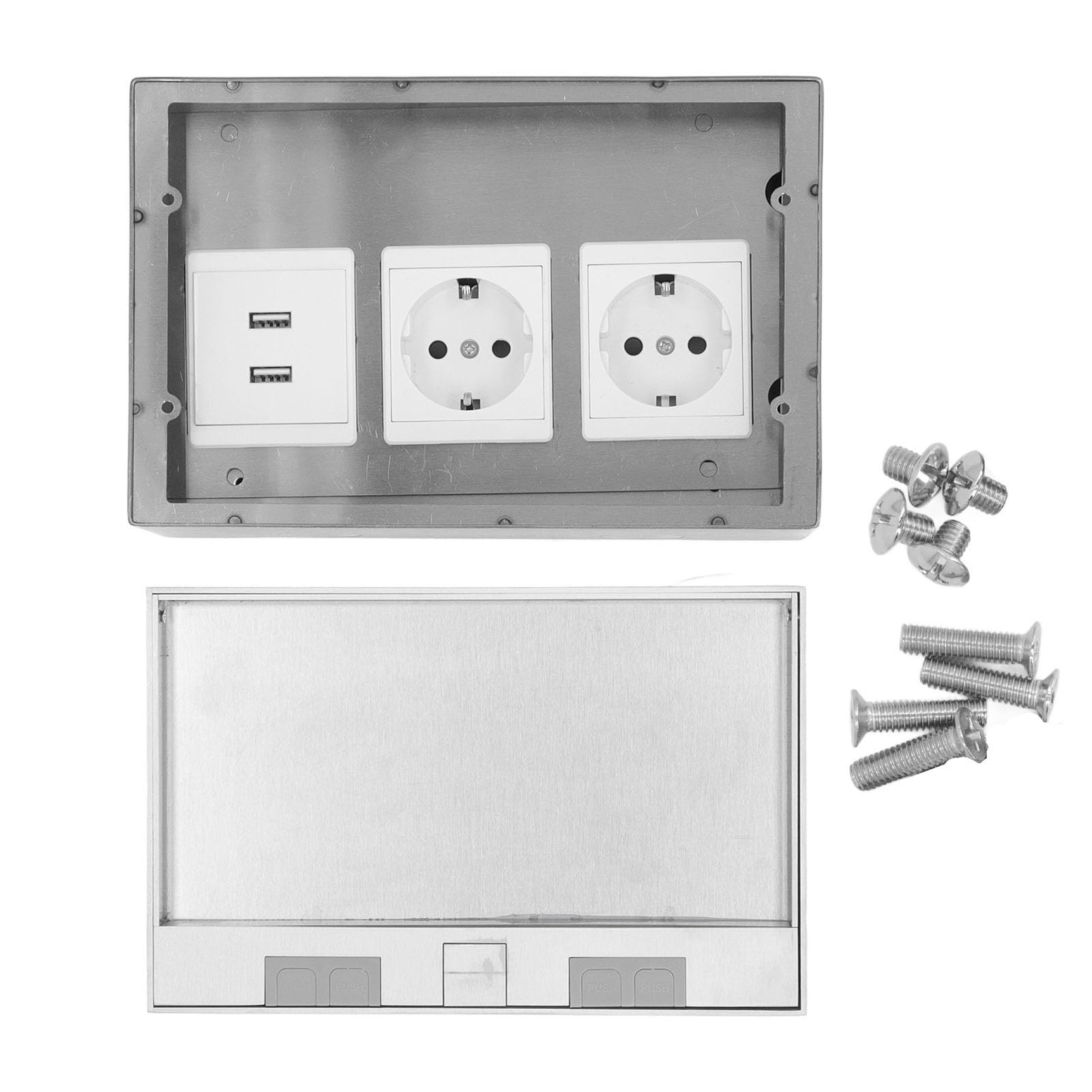 Generic Kit Scatola di Derivazione da Incasso a Pavimento Impermeabile in Acciaio Inossidabile Flessibile 4KW con 2 Porte USB Standard 2 Negozio di Bricolage Materiale 16A