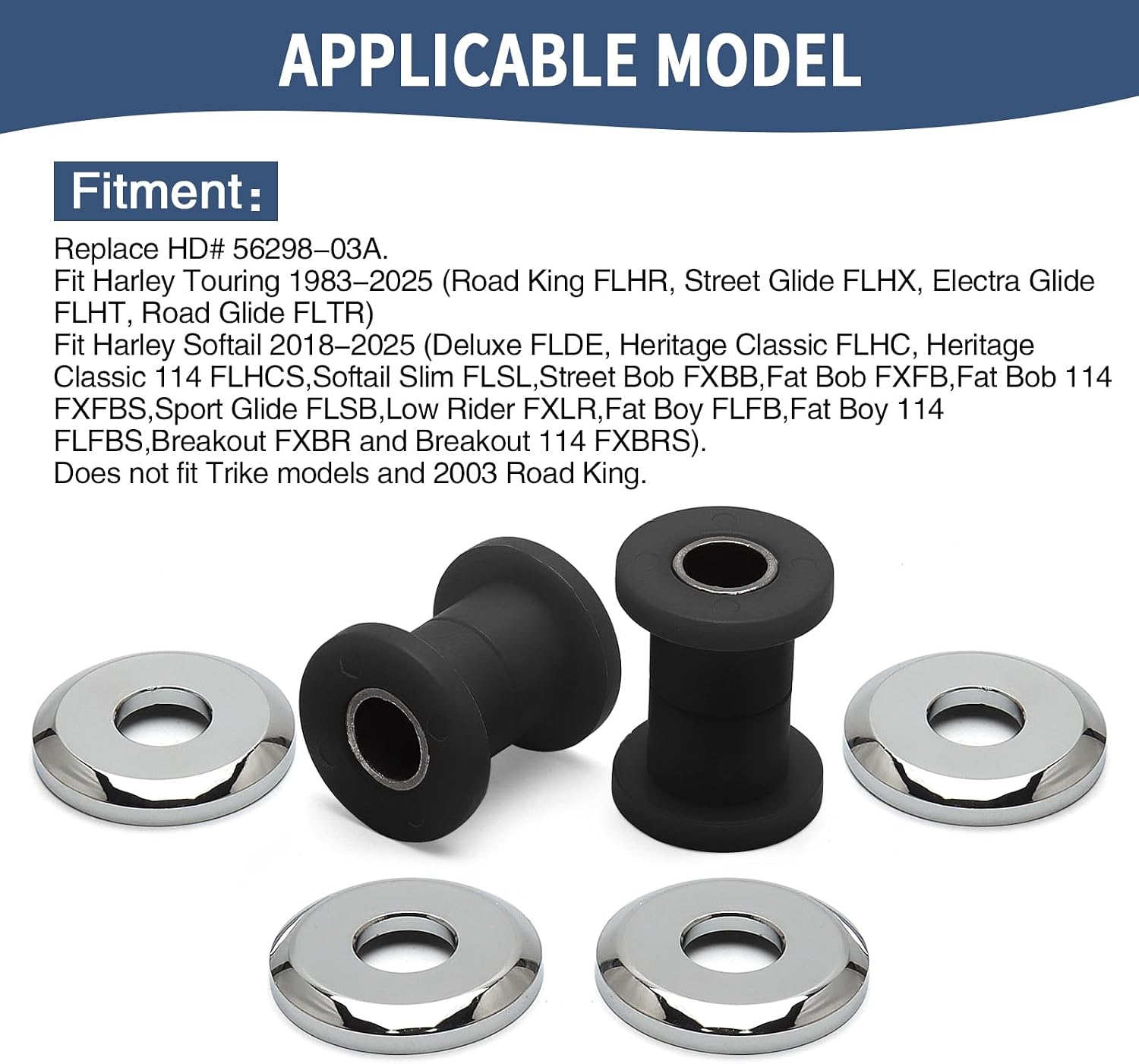 Polyurethane Handlebar Riser Bushings Fit For Harley 1983-up Touring Road King Street Glide Street Glide Electra Glide Road Glide 2018-up Softail Low Rider S FXBB FXLRS Fat Boy (Black White)