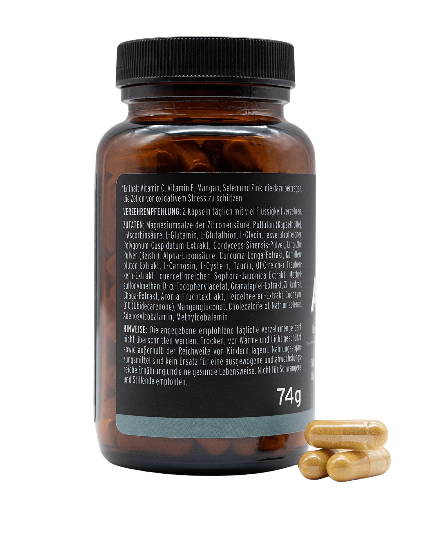 NEOAGING Antioxidantien Complex - Komplex mit über 25 Inhaltsstoffen - mit Quercetin, Reishi, MSM, Glycin, Resveratrol & Curcumin - vegan & ohne Zusatzstoffe - Vorratspack mit 120 Kapseln