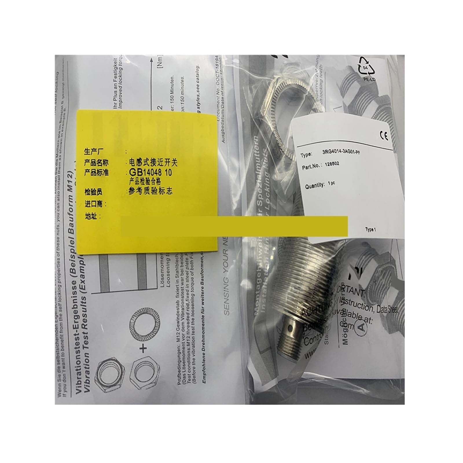Capteur de proximité inductif 3RG4014-3CD00 haute précision pour usine