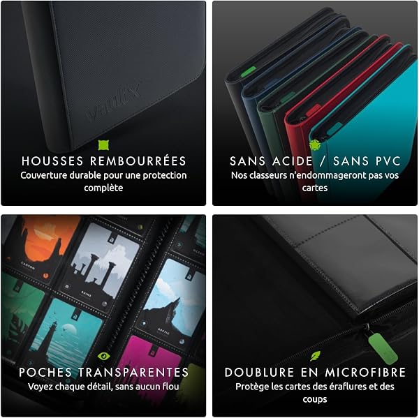 Vault X Classeur pour cartes en eXo-Tec de haute qualité avec fermeture éclair – 12 poches par page – Album pour 480 cartes ou figurines – Pour jeux de cartes à collectionner - 5