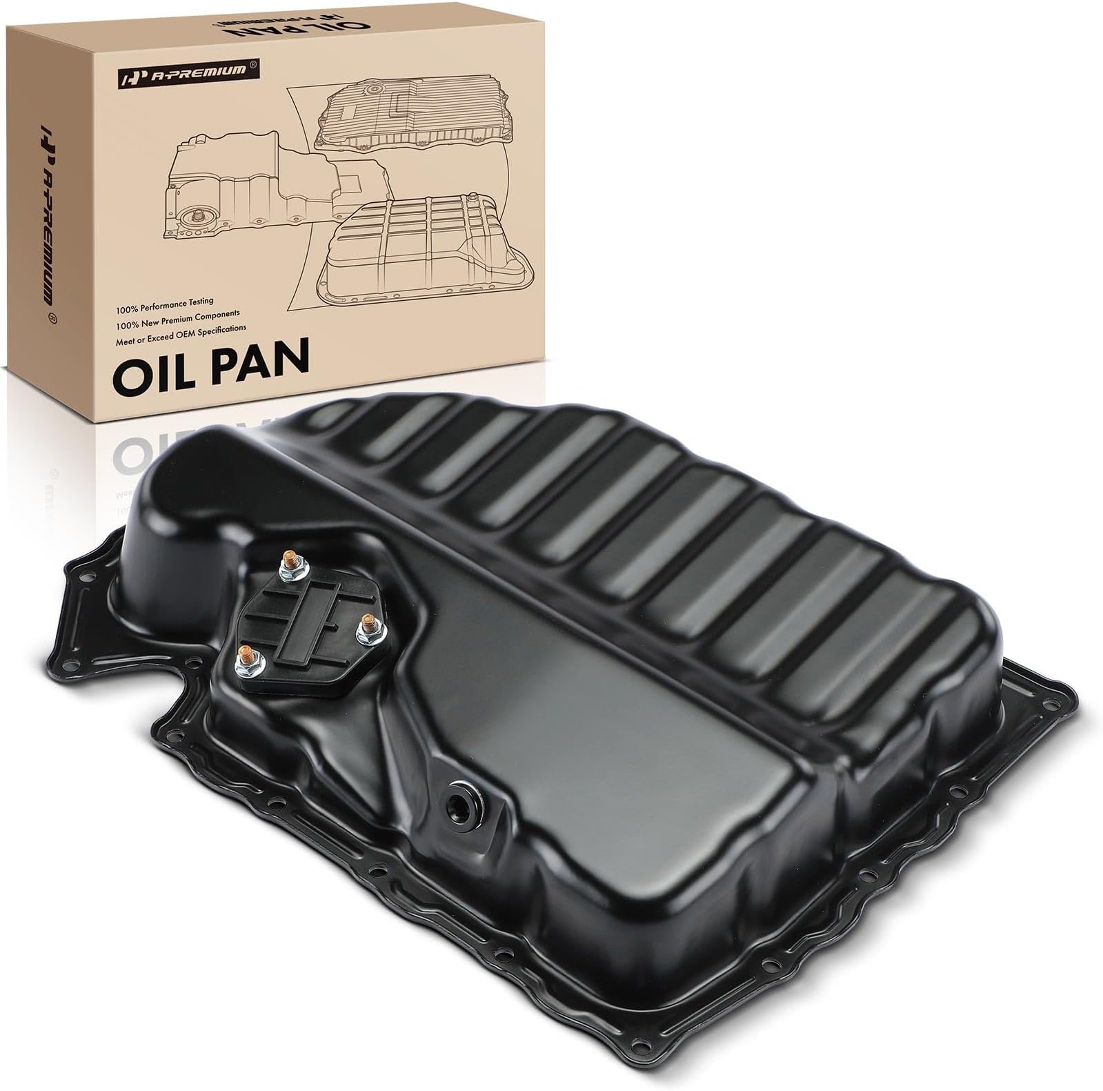 A-Premium Lower Engine Oil Pan Sump with Drain Plug Compatible with Volkswagen Jetta, Passat, Passat CC, Golf, Tiguan, Beetle, CC, Eos & Audi A3, A3 Quattro, Q3, Q3 Quattro, TT, TT Quattro, 1.8L 2.0L