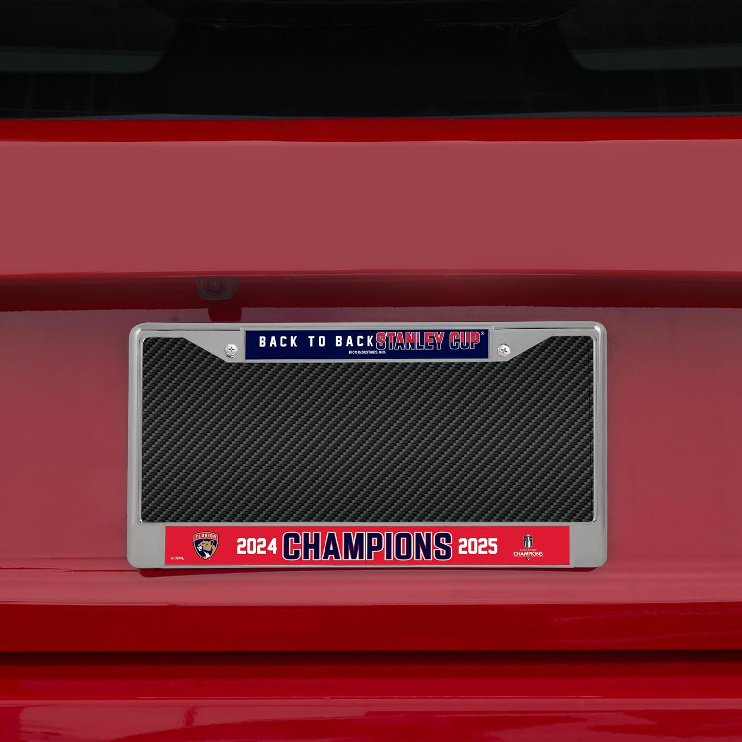 Rico Industries NHL Hockey Florida Panthers Back to Back Champions 2025 12" x 6" Chrome Frame with Decal Inserts - Car/Truck/SUV Automobile Accessory - Image 2