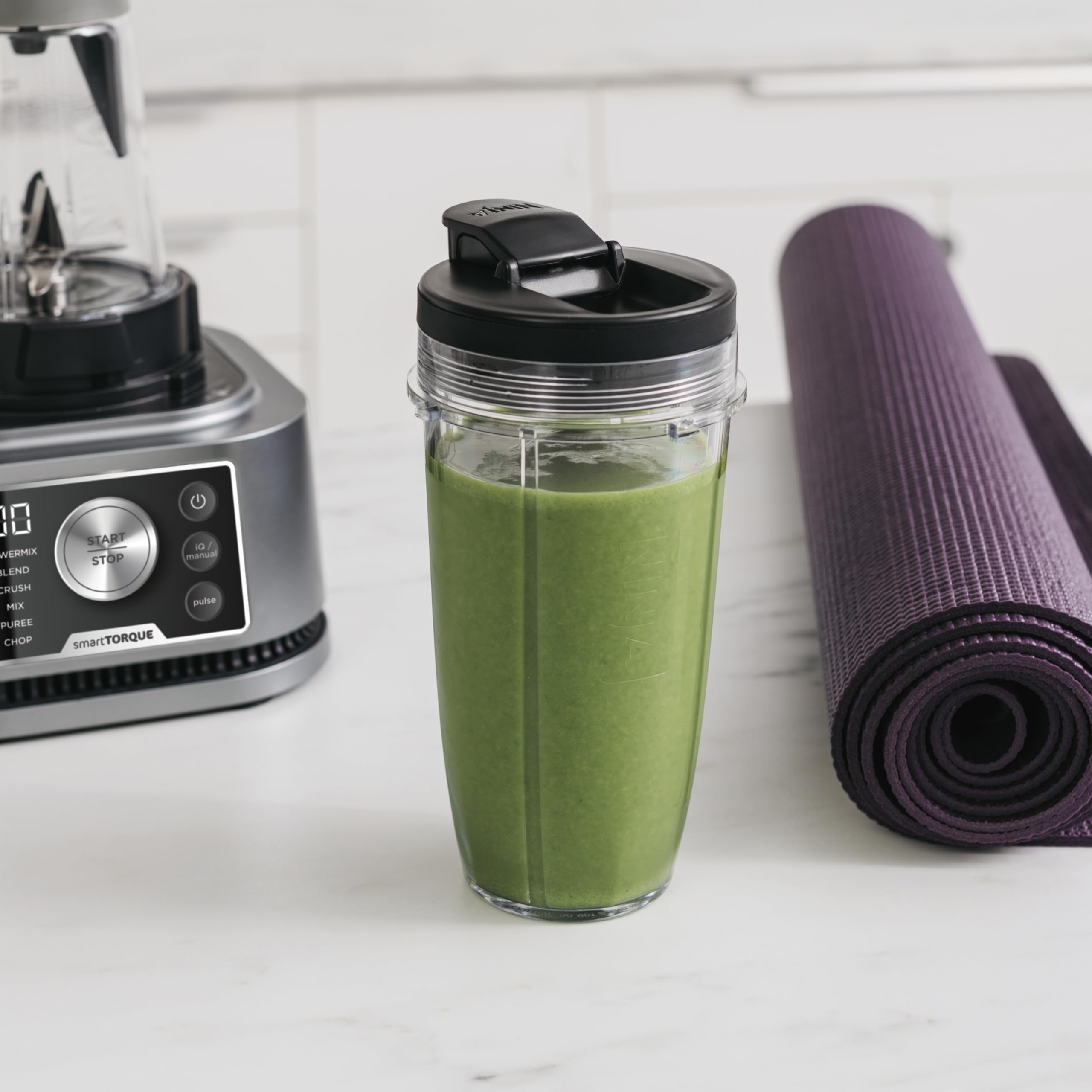Ninja Foodi Power Nutri Mixer Smoothie Maker 3-in-1, dicke Aufstriche & gefrorene Getränke, Automatikprogramme, 2,1L Krug, 700ml Becher & 400ml Schüssel mit Power-Rührer, 1200W, Silber CB350EU