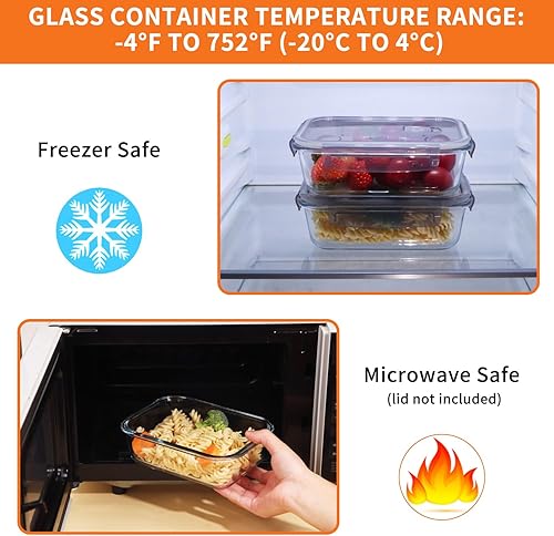 Miniatura 5 de Paquete de 5 recipientes de almacenamiento de vidrio, contenedor de alimentos de vidrio con tapa, lonchera, caja bento, caja de almacenamiento,