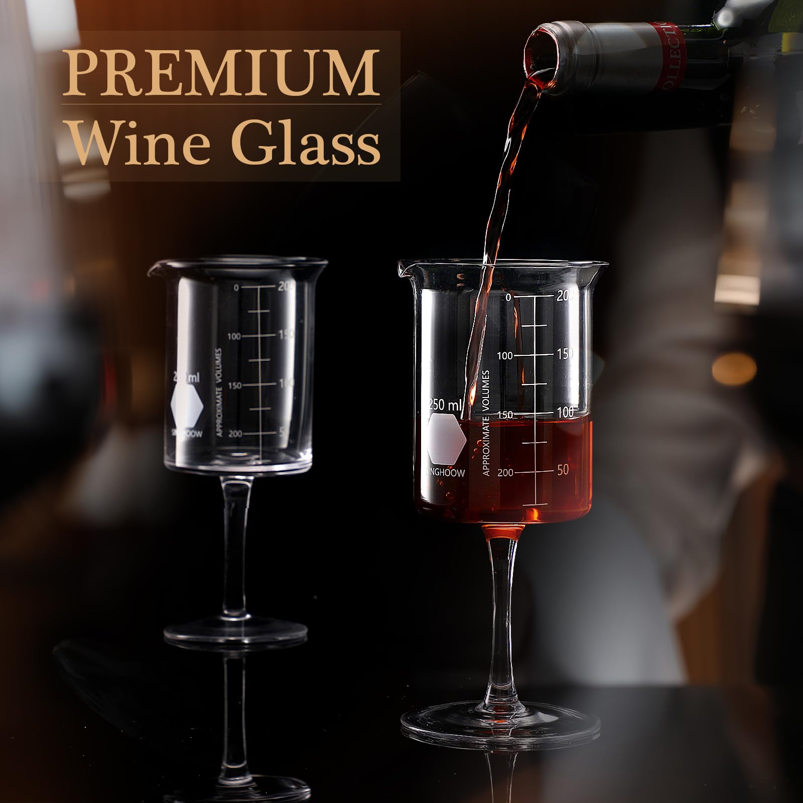Laborbecher, Weingläser, 240 ml, Chemiegläser, dickes Glas für Wein, Borosilikatglas mit abgestufter Chemie, Glaswaren, Wissenschaft, Weihnachtsgeschenk, 4 Stück