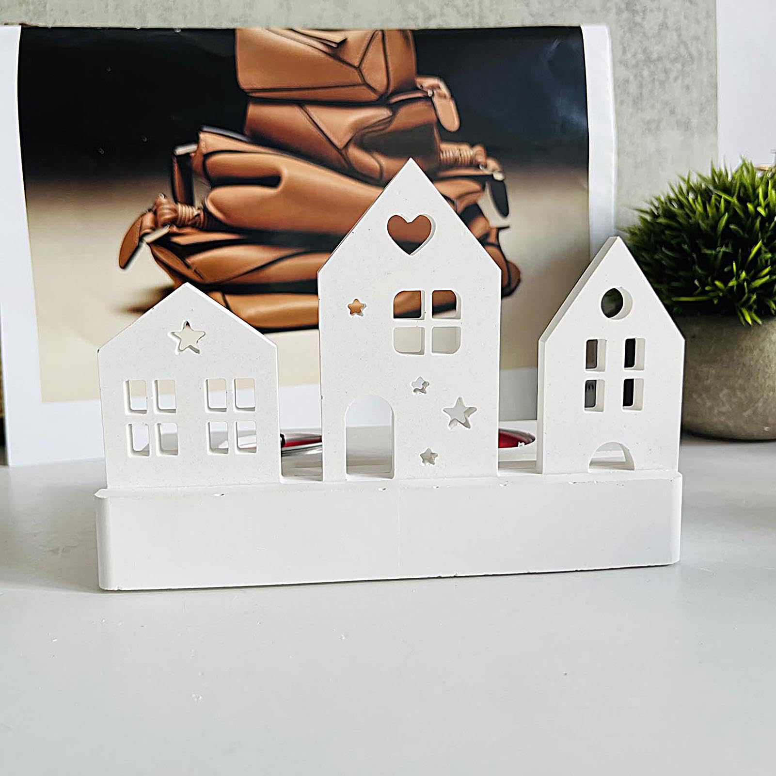 Set Di Stampi In Silicone Per Candele A Forma Di Casa, Portacandele Fai Da Te, Riutilizzabili, Per Resina E Gesso