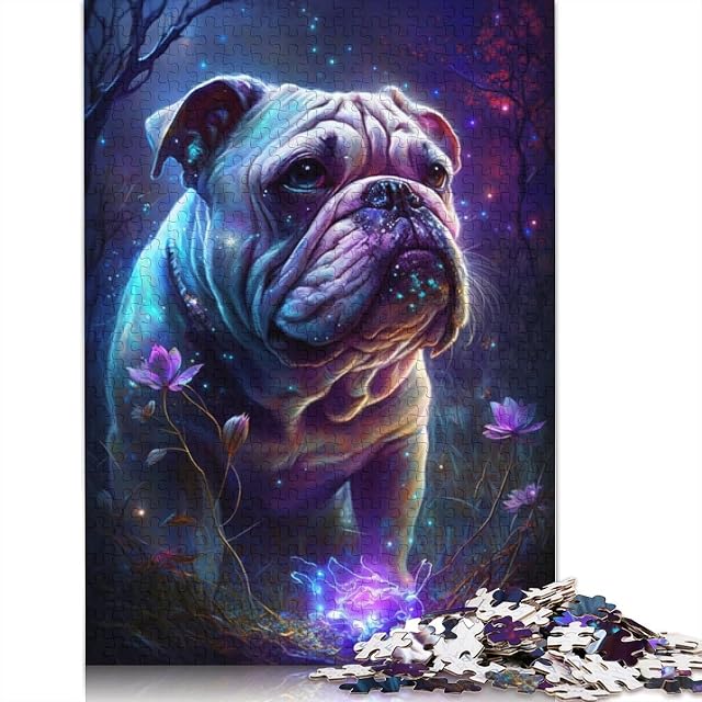 Rompecabezas de 1000 Piezas Bulldog Flower Galaxy Puzzle para Adultos Juego desafiante de cartón Tamaño…
