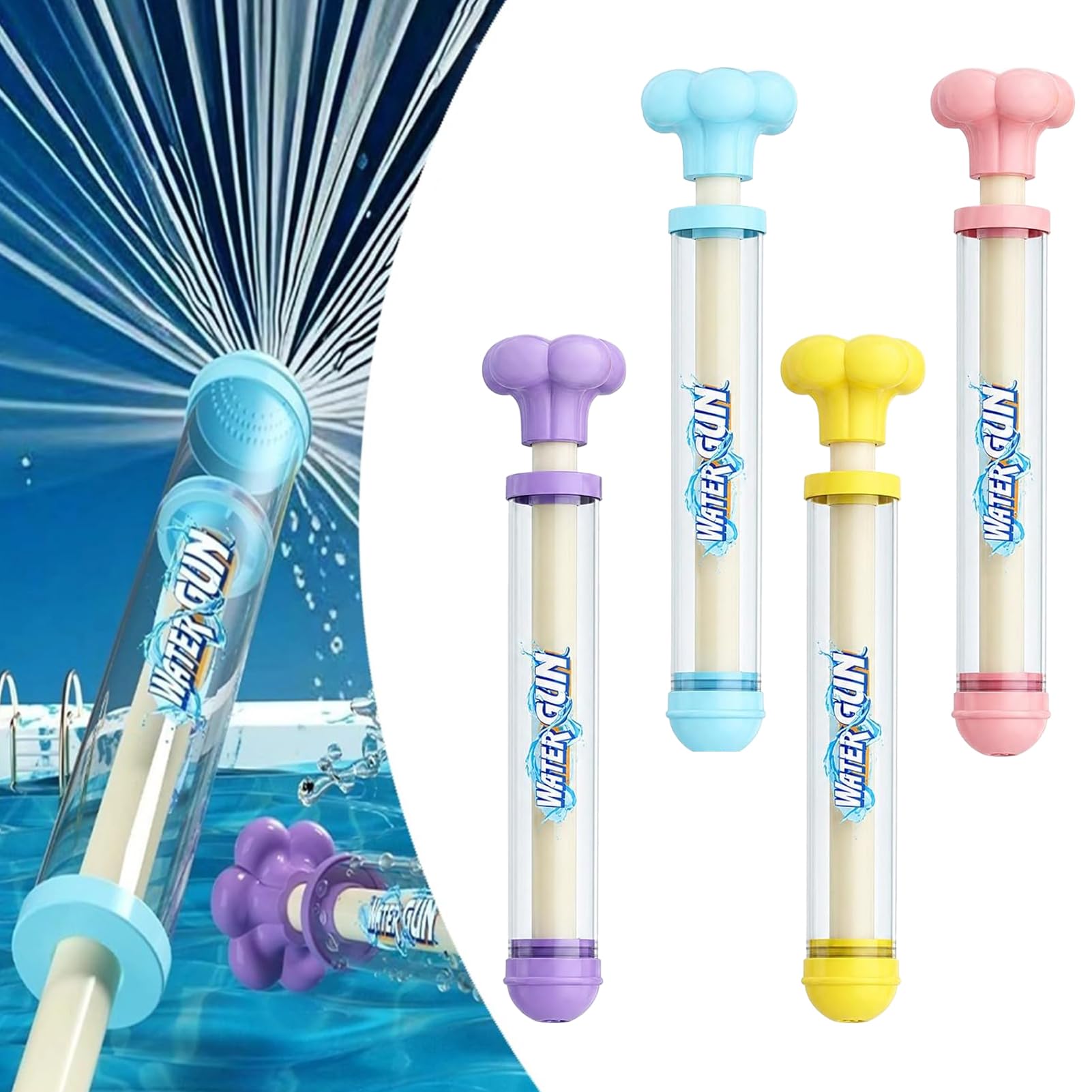 WENXUKHV 4PCS Firework Water Gun - High Pressure Pull-Out Water Blaster for Kids and Adults Romantic Water Gun Toy for Couples Kids, Beach Pool Water Spray Toys for Bathing, Pool, Party