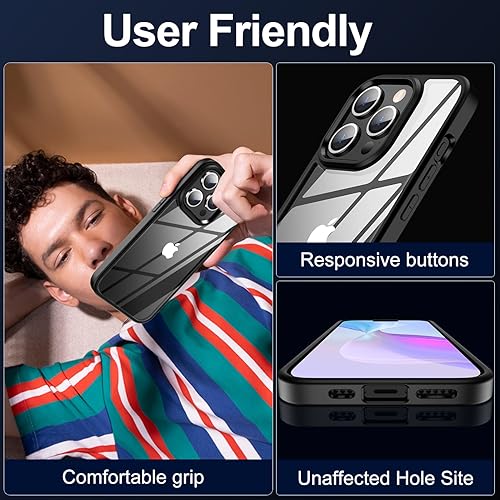 Miniatura 5 de MOZOTER Funda transparente para iPhone 15 Pro, antiamarilleo, protección contra caídas de grado militar, a prueba de golpes, funda delgada para