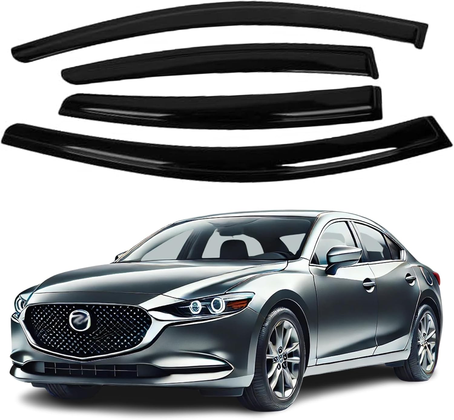 Fit for Mazda 6 2014 2015 2016 2017 2018 2019 2020 2021; Premier Durable Window Deflectors Rain Guards Side Window Visor Rain Guards Sun Rain Deflector Visor 4 Pieces Thickened…