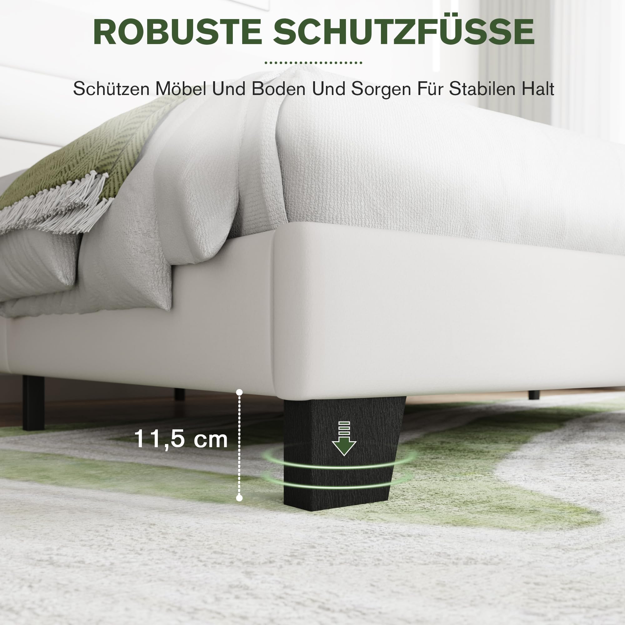 MUTICOR Polsterbett 90x200 cm Samt mit gepolstertem Kopfteil, Weiß