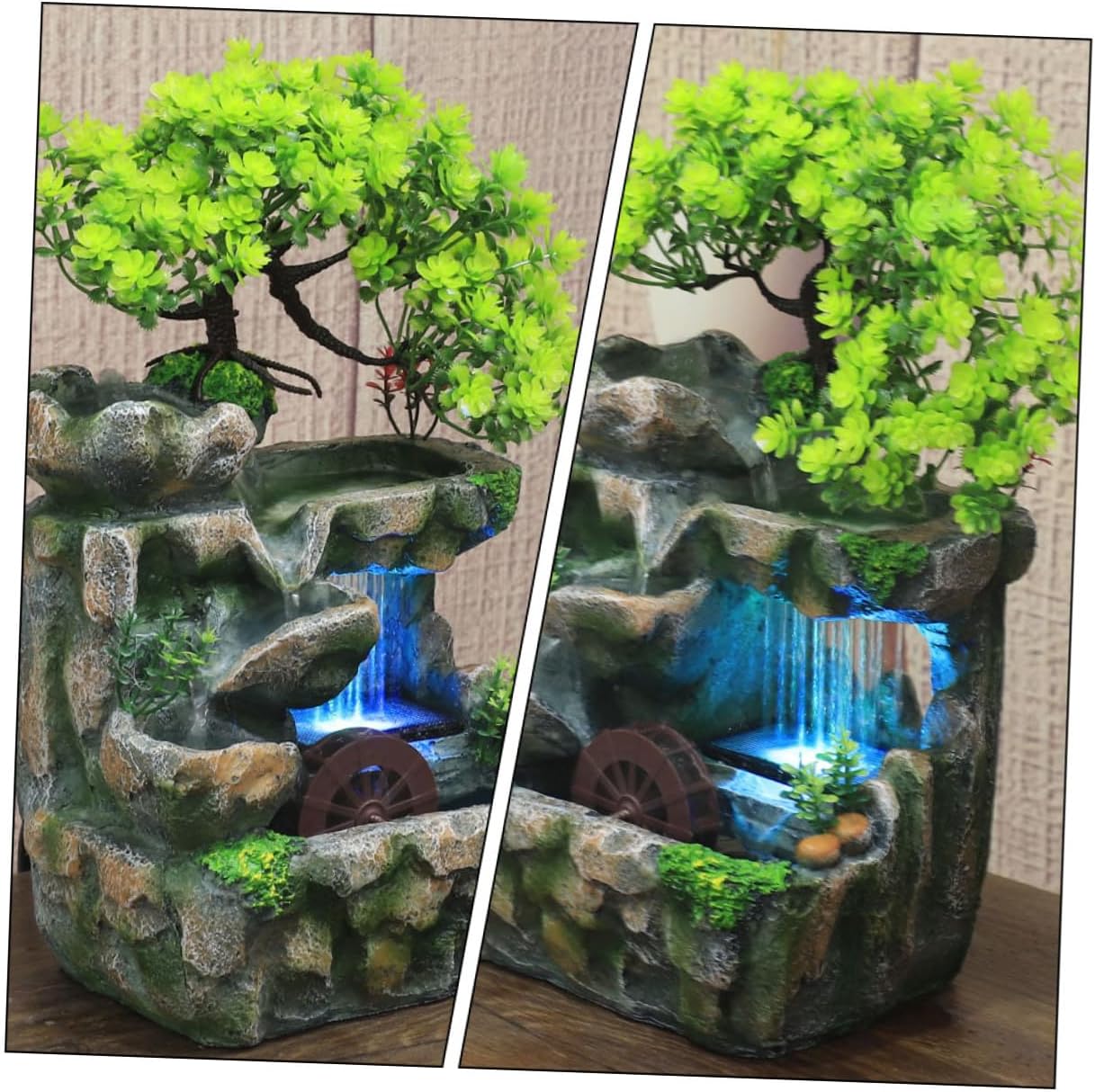 Lurrose Indoor Tabletop Water Fountain Decoration with Small Waterfall Feature Relaxing Desk Water Feature Artware for Office and Home Stylish Desktop Fountain with US Plug Lightweight and