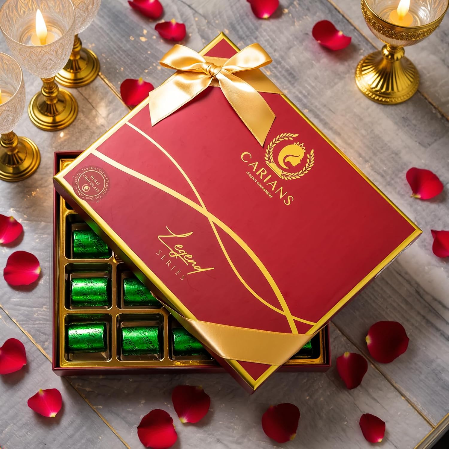 CARIANS Dubai Chocolate Gift Box, Dubai Chocolate Candy with Pistachio and Kataifi, Great for Gift Giving and Anniversary, 17 Pcs