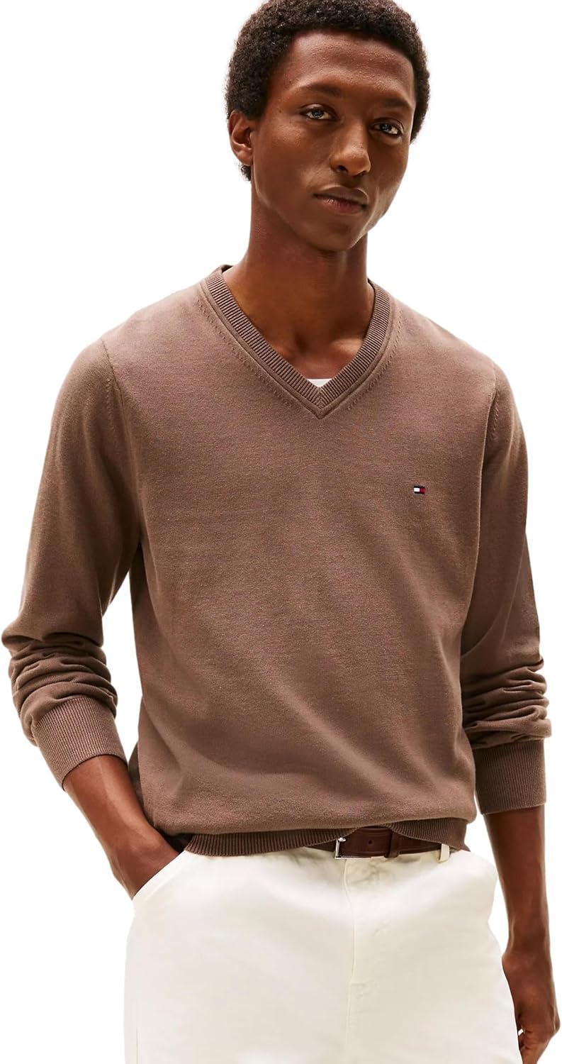 TOMMY HILFIGER Men's Iconic Cotton V-Neck Pullover Sweater 2025 Collection - Image 2
