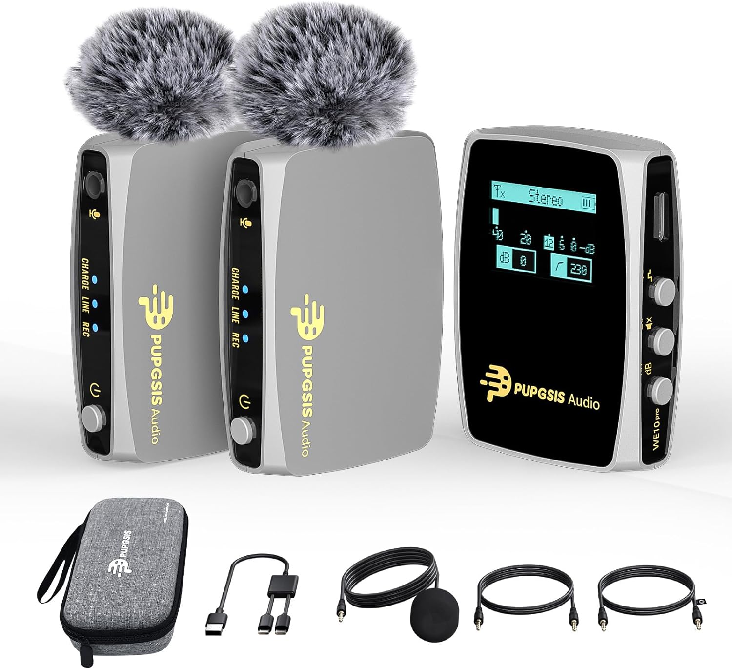 Wireless Lavalier Microphone for Camera,Phone,20H Recording Wireless Microphones with Dual TX,64GB TFcard Slot,328ft Microfonos Inalambricos Professional Noise Reduction for Podcast Equipment Bundle