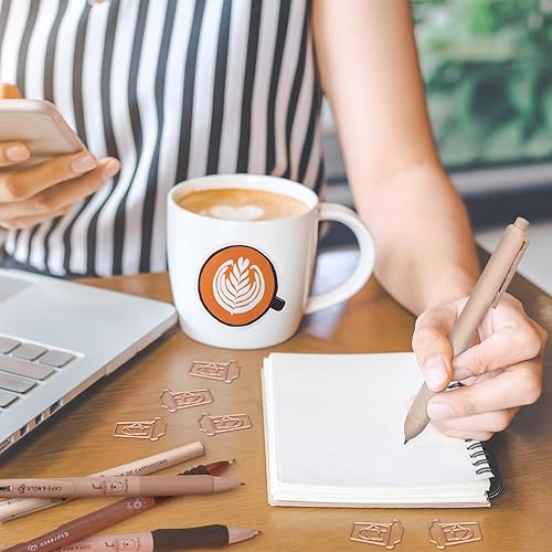 Miniatura 7 de Geyoga 71 bolígrafos de café a granel para amantes del café, suministros de papelería estética, bolígrafos de tinta de gel, retráctiles, punta fina,