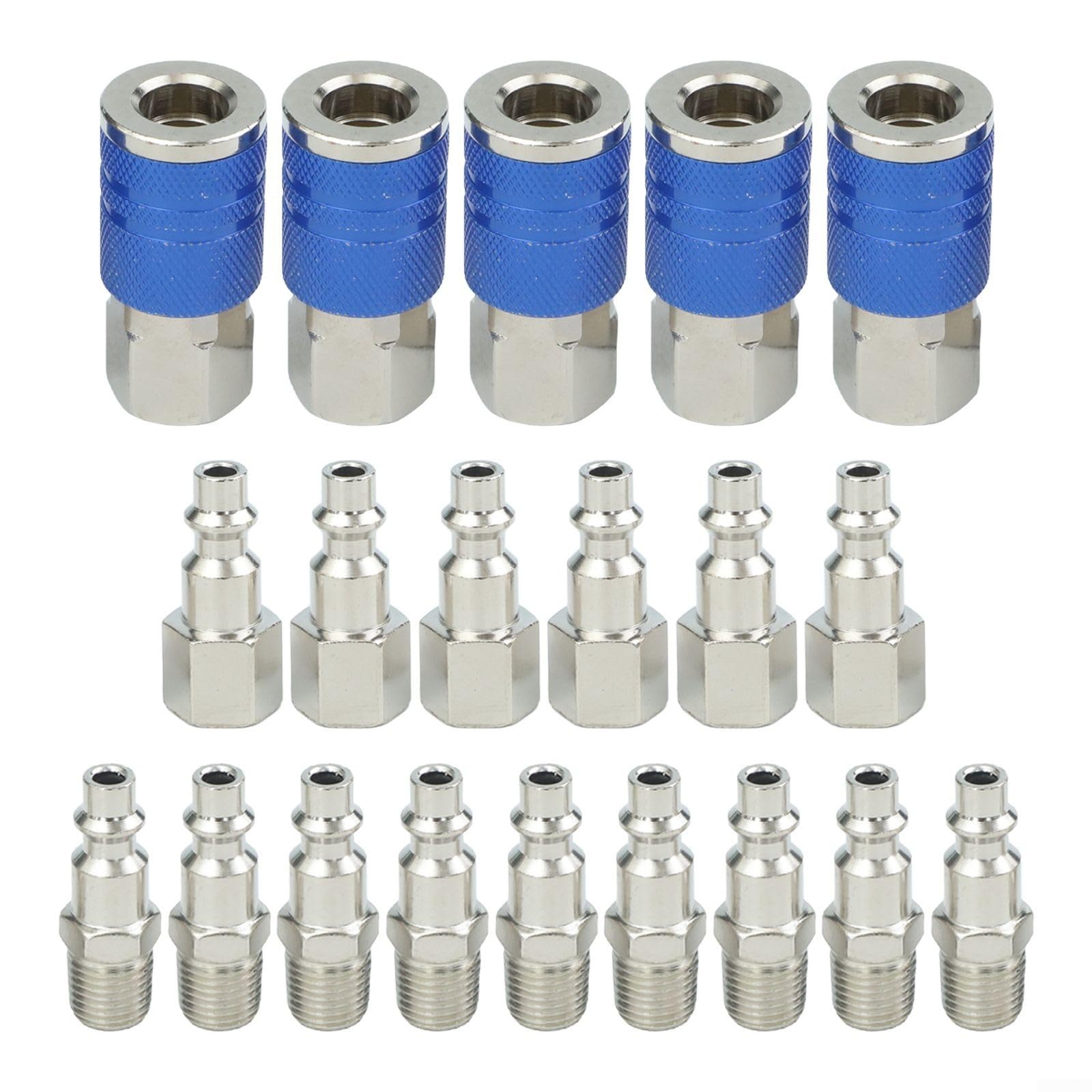 Lot de 20 raccords rapides pour tuyau d'air pour connecteurs en acier 1/4 NPT avec construction robuste, convient pour les outils pneumatiques professionnels et une utilisation industrielle
