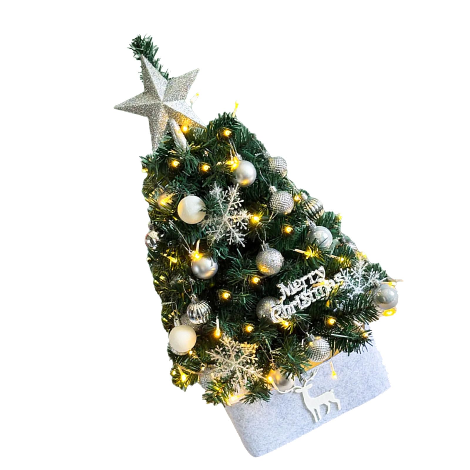 Buxuaaaa Miniature 60Cm Festival Christmas Tree Decors Set Pre Assorted Ornament for Mantles Bookshelf Display Desktop Christmas Tree with Ornament