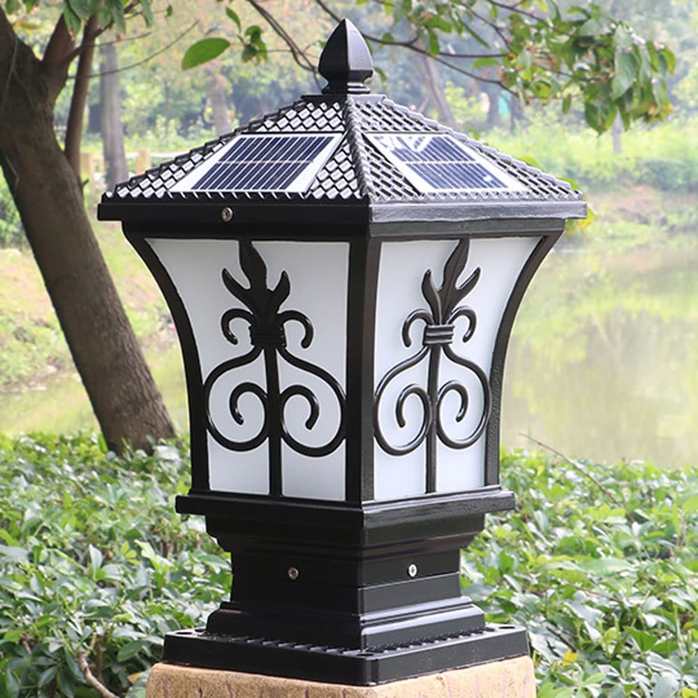 Lampy solarne, Oświetlenie Czołowe Do Wodoodpornej Zewnętrznej Części Ogrodzenia Ogrodowego LHead Werandy Tarasowej(Dark,20cm)