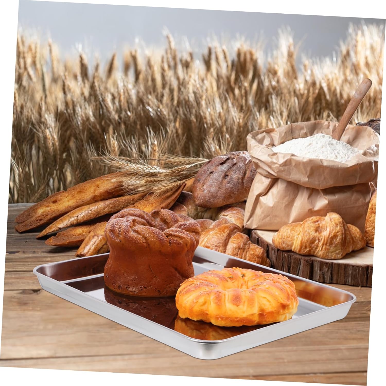 3pcs Stainless Steel Toaster Oven Pans Baking and Mirror Finish Oven Tray for Even Cooking Dishwasher Safe