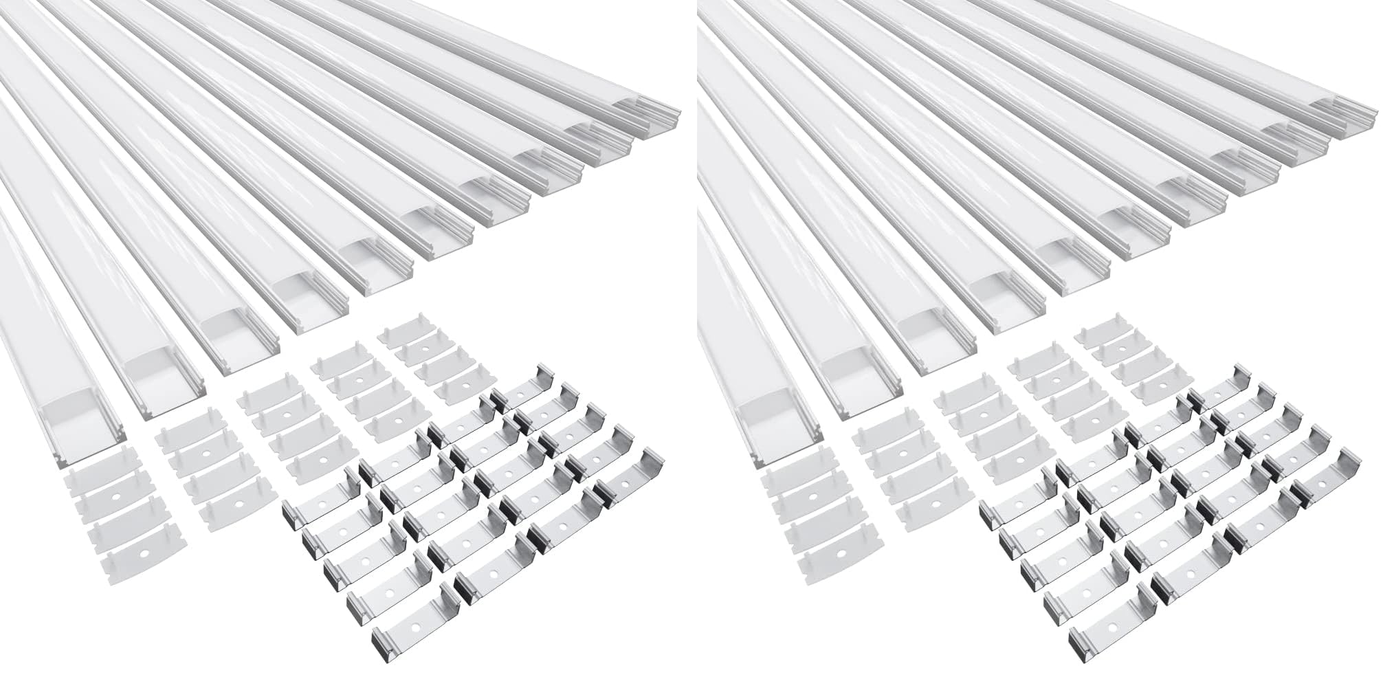 CUQI Profilé LED, Profilé LED en Aluminium 10 x 40CM avec Couvercle PC Laiteux, Embouts et Clip de Montage pour Bande LED (10 PACK) (Lot de 2)