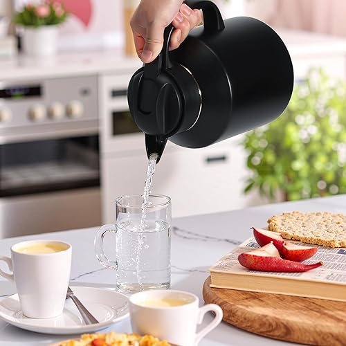 Miniatura 5 de Jarra térmica de café de 70 onzas aislada para mantener el calor y el frío, cafetera térmica de acero inoxidable para café, té, agua para fiestas,