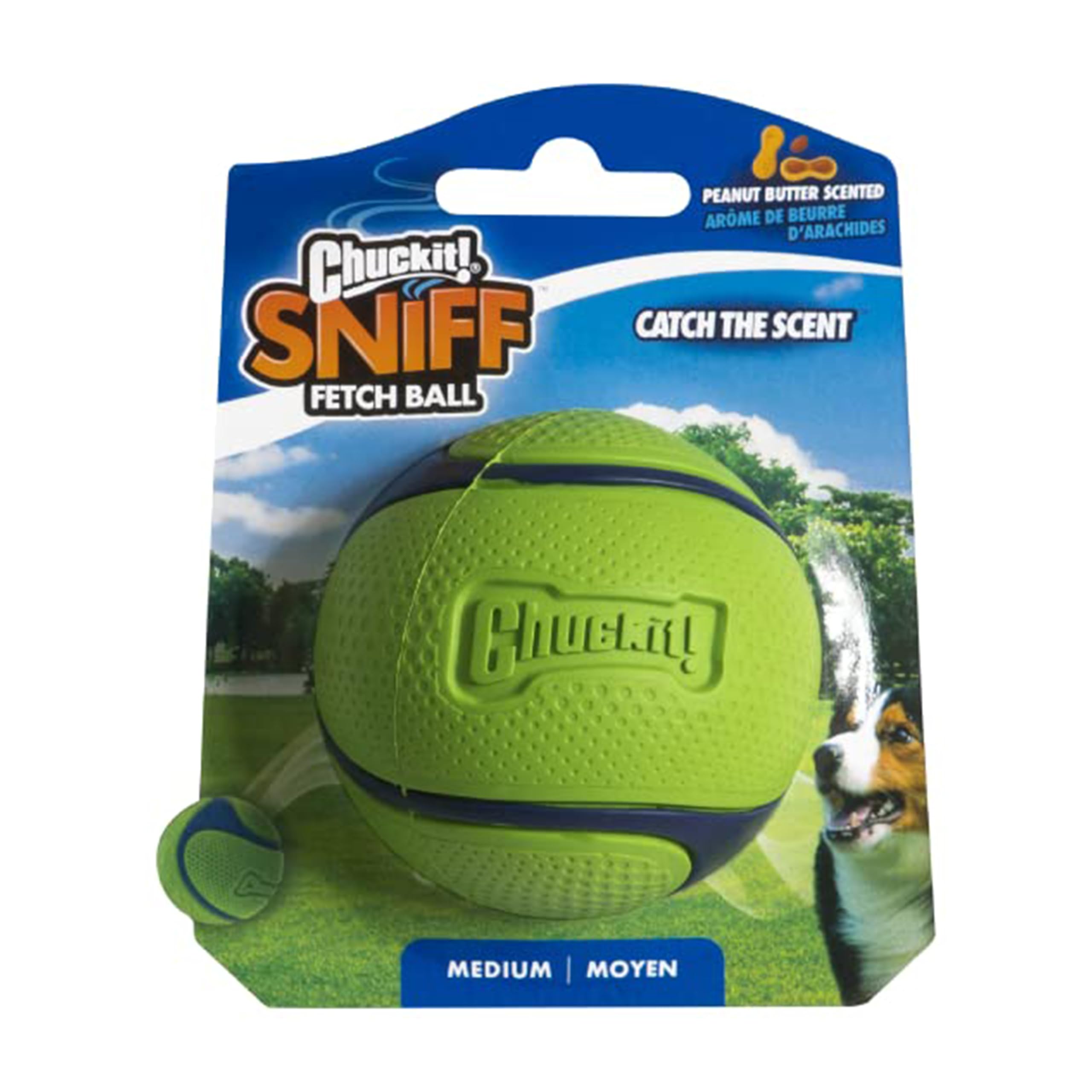 Chuckit Sniff Ball Dog Toy Durable High Bounce Peanut Butter Scented Rubber Dog Ball Fetch Toy Medium 1