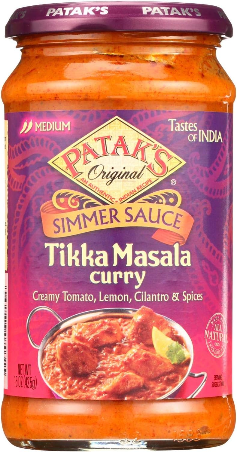 Patak's Tikka Masala Curry Cooking Sauce, Medium, 15-Ounce Glass Jars (Pack of 6)
