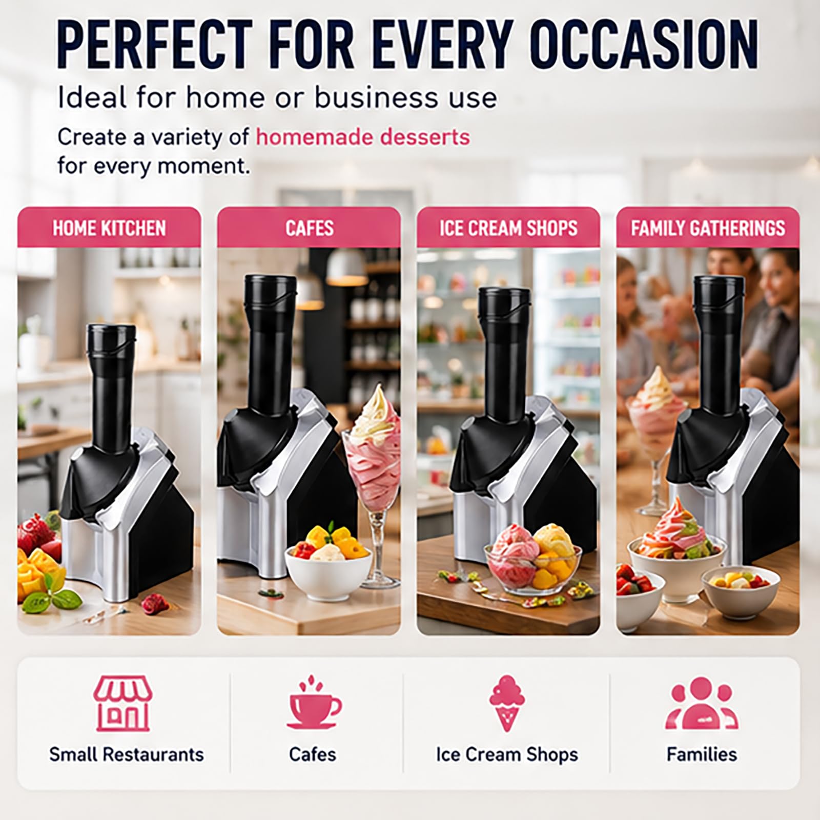 Máquina de helado casera para postres congelados, máquina de servir suave para fiestas familiares, fácil de limpiar