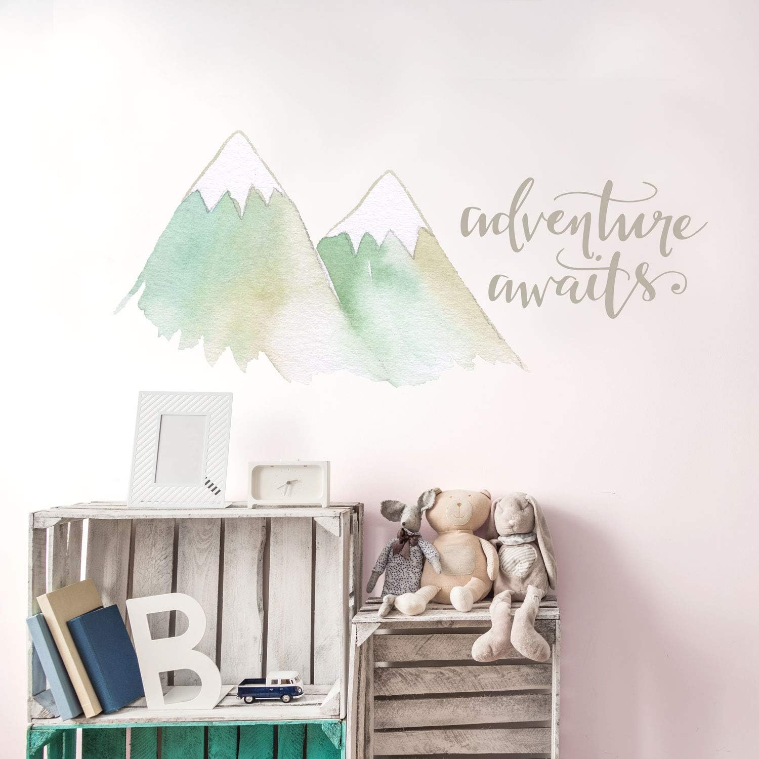 Stickerscape Adventure Awaits Mountain Wall Sticker (Aqua - Regular)