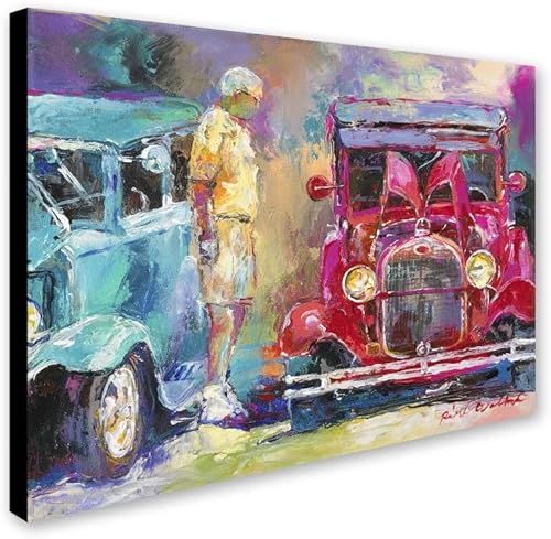 Miniatura 2 de Lienzo decorativo para pared, diseño de autos viejos de Richard Wallich, 35 x 47 pulgadas