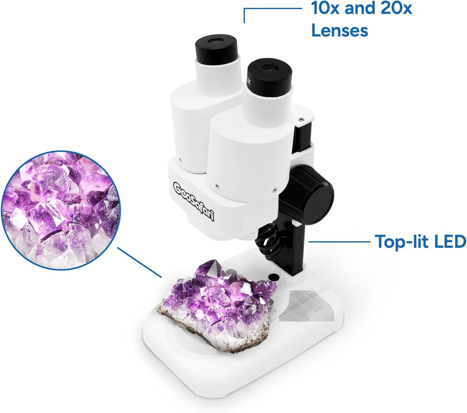 Educational Insights GeoSafari Stereoscope - Introductory Stereo Microscope for Kids 8-12, Science Kit for Homeschool and Classroom STEM Experiments, Kids Microscope Kit with Rock Specimens