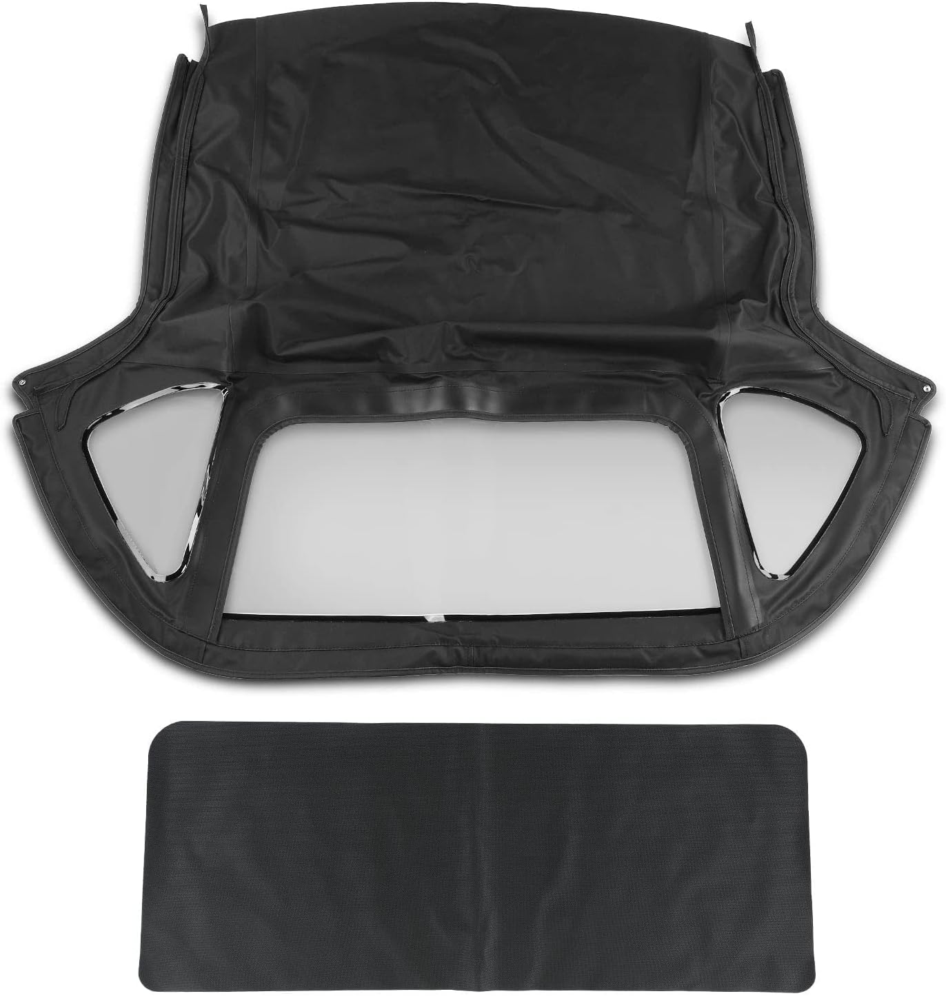 A-Premium Black Convertible Soft Top Compatible with MG MGB 1971-1980, with 3Pcs Plastic Windows, Replace# B0-3302-22