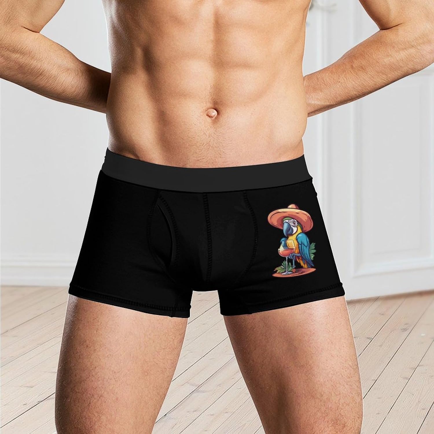Cute Parrot Mexican Mens Underwear Moisture-Wicking Boxer Briefs Breathable Shorts Underpants Trunks