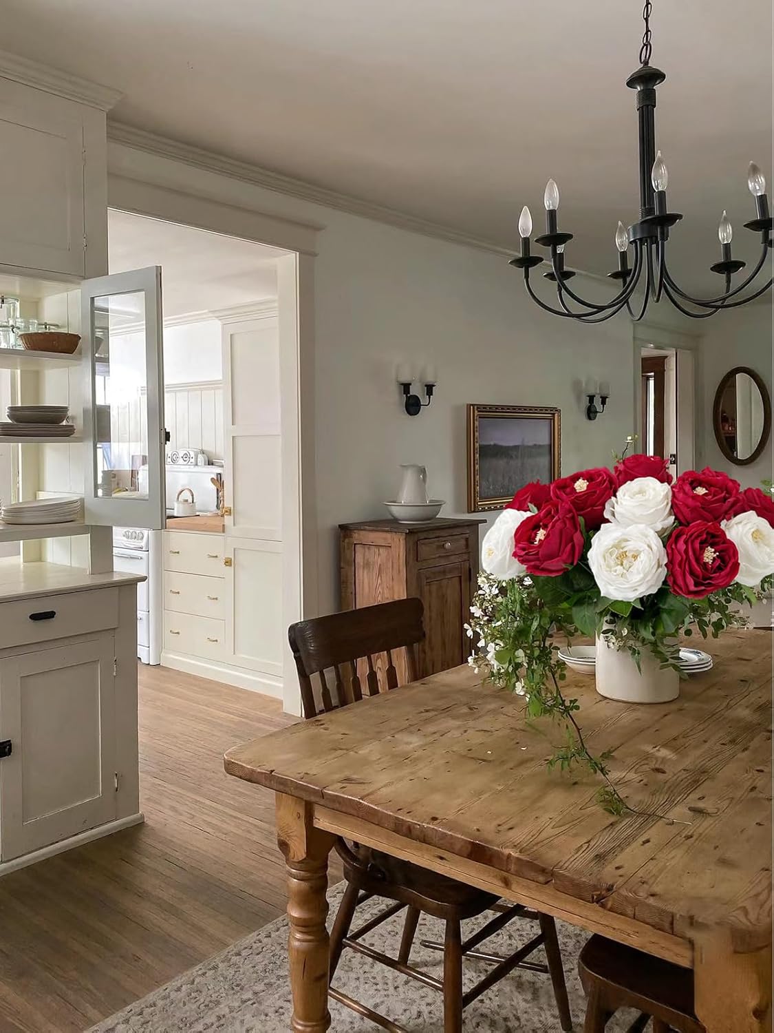 YalzoneMet 3.5'' Big Bloom White Rose Artificial Flowers 4Pcs Real Touch Rose Faux 17.7 Inch Long Stem Austen Roses Peonies Fake Flowers for Home Kitchen Party Christmas Flower Wedding Decor - Image 6