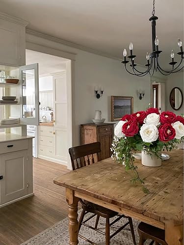 Miniatura 3 de YalzoneMet Flores Artificiales de Rosa Roja de Gran Floración de 3.5 Pulgadas, 4 Piezas, Rosas de Tacto Real con Tallo Largo de 17.7 Pulgadas, Rosas