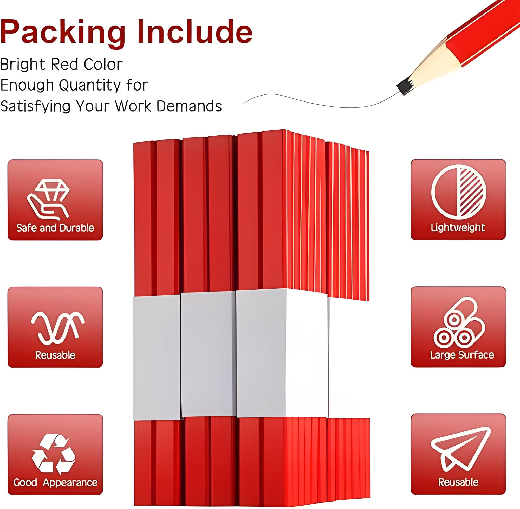 Bexter Carpenter Pencil Set with Sharpeners – 20 Red Flat Woodworking Marking Tools + 2 Sharpeners for Construction, Carpentry, Framing & DIY — Amazon image 8