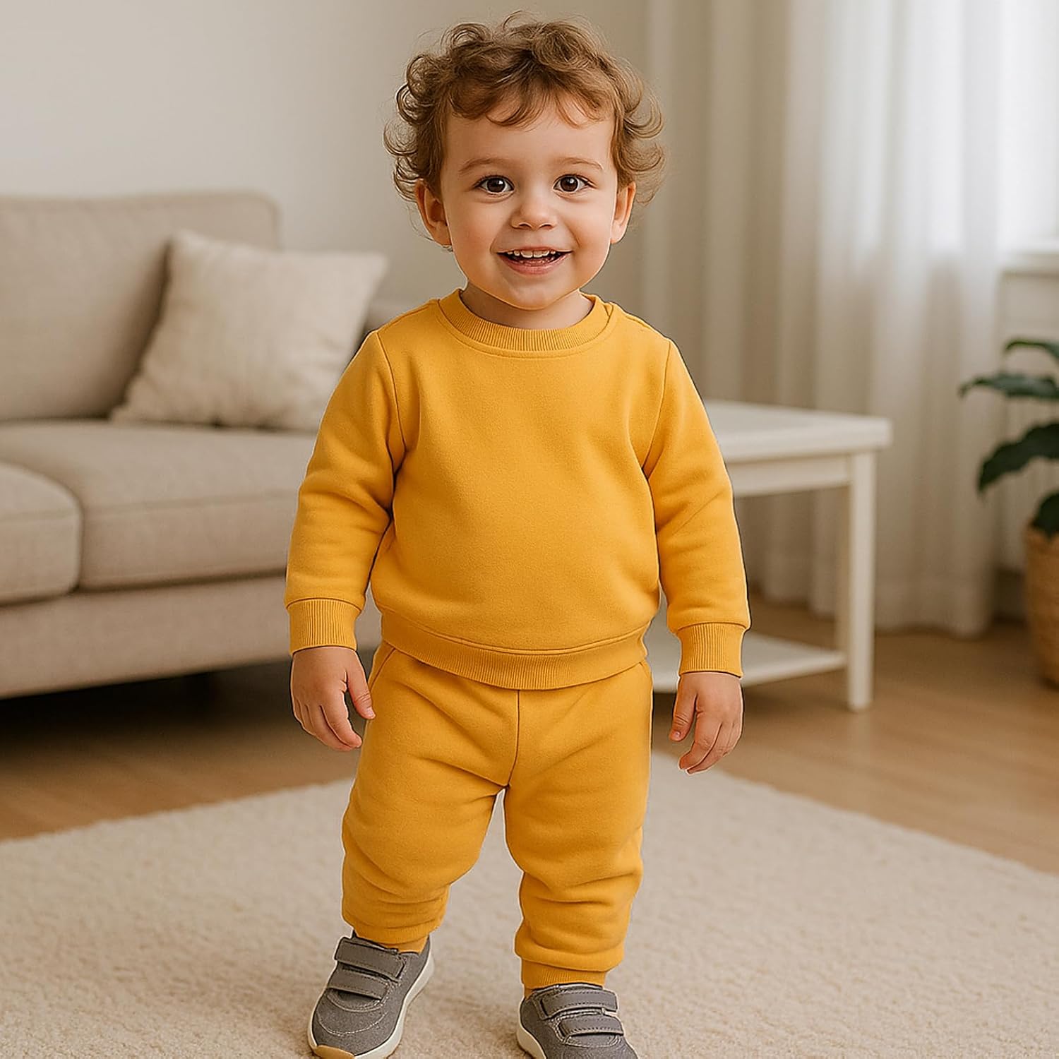 SOBOWO Toddler Baby Boy Clothes Winter Solid Long Sleeve Pullover Sweatshirt Pants 2Pcs Fall Outfits Sweatsuit Set 24M-6Y - Image 4